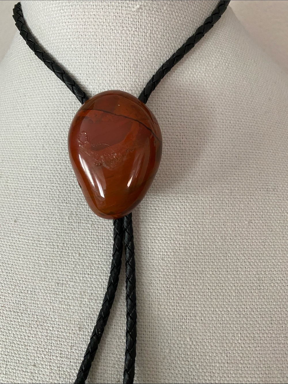 Handcrafted Vintage Black leather Cord Bolo Tie